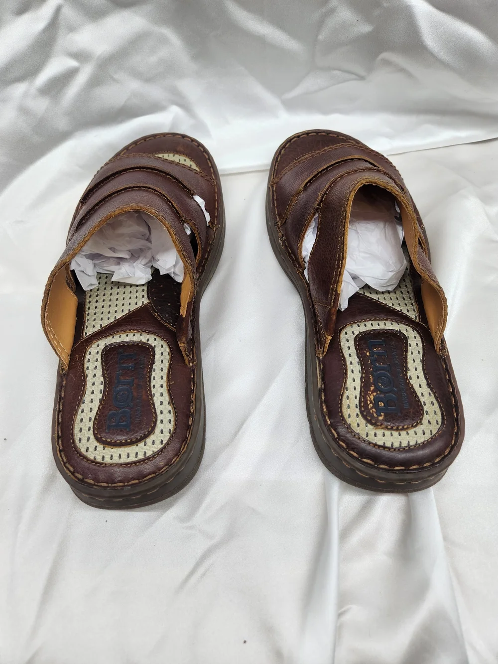 Born Men's Dark Brown Leather Slide Sandals